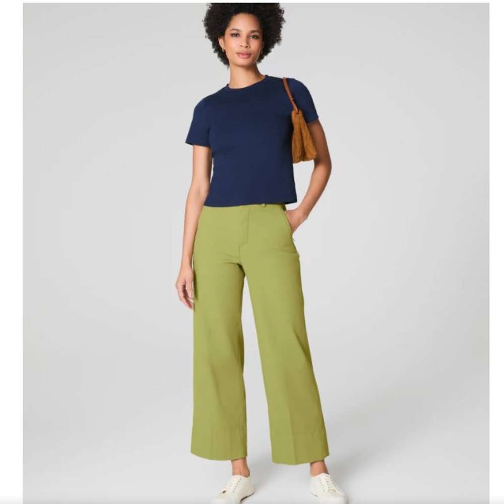SPANXsupersmooth Stretch Twill | Cropped Wide Leg Pant | Cypress | Petite Small